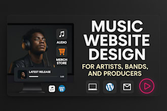 design a stunning music website for artists, bands, producers and djs