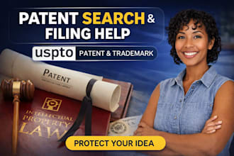 conduct a patent search and assist with patent or trademark filing