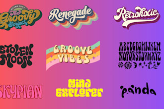 make retro hippie psychedelic funky font typography stripe logo
