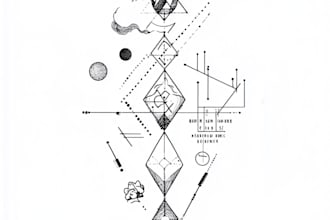 make line art, monoline geometric, minimalist tattoo design