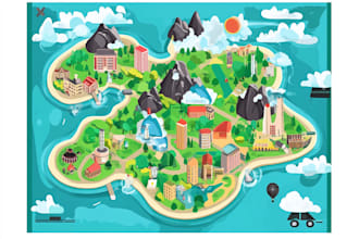 create vector map, city map, site map, event map in illustrator