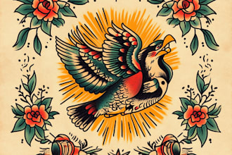 create a traditional or old school style tattoo design