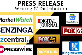 write press release and do press release distribution, submit press release