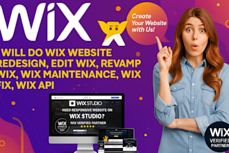 do wix website redesign, edit wix, revamp wix, wix api, wix maintenance, wix fix
