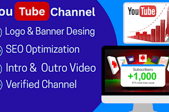 create and set up your professional youtube channel setup with logo, banner, SEO