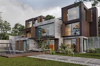 renovate old house to a minimalist and luxury building, 3d 8k rendering, 3dsmax