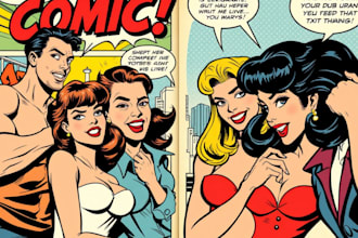 draw retro comic book illustration vintage comic retro comic page nsfw