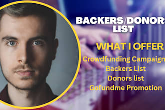generate active backers and donors list for kickstarter gofundme crowdfunding