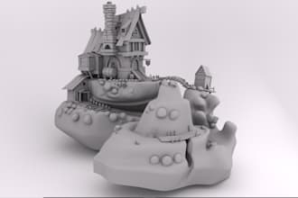 do 3d playhouse,cabin 3d house,tabletop scenery for printing, gaming environment