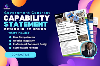 design government contract capability statement for website design bid proposal