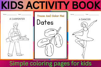 design custom worksheets and activity book for kids, kids coloring book coloring