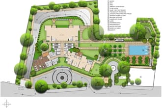 draw site master plot layout plan and landscape for city permit in autocad