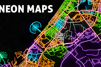 create a colorful neon city map of your city