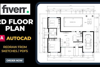 redraw floor plans in autocad 2d from PDF, image, or sketch