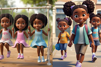 create fantastic african american children story  book illustrations