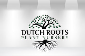 do a premium dutch roots tree plant nursery logo design
