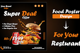 design a food poster, menus and brochure for your social media and restaurants