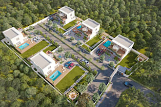 turn old properties to modern estate,environment landscape,3d masterplan,render