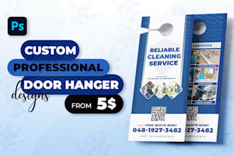 design cleaning, washing, real estate door hanger, rack card, postcard, flyer