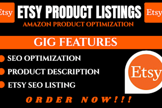 do etsy listing product listing  SEO listing etsy store promotion amazon listing
