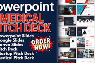 do powerpoint presentation design, redesign medical pitch deck and canva slides