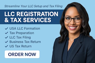 prepare your USA llc registration, tax preparation and business tax returns