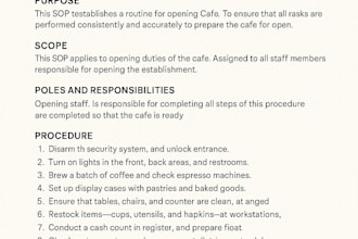write or edit business sops companys profile and strategic documents