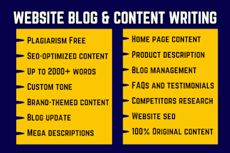 be your website blog writer, website seo content writer, website copywriting
