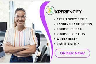 setup xperiencify with gamification, course upload with landing page design