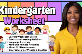 design engaging custom kids worksheet, activity book, coloring pages, book cover