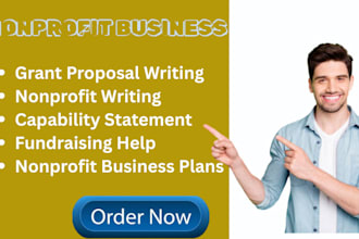 write grant proposals, nonprofit business plans, capability statements