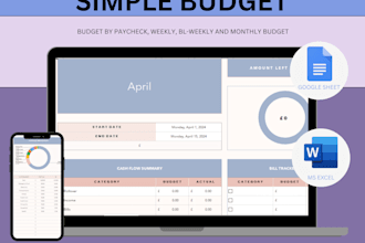 create spreadsheet template planner, budget planner, excel dashboard design