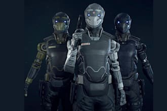 model 3d robot vrchat  sci fi character mesh and nft asset hard surface model