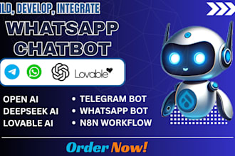 develop, integrate smart ai chatbot into whatsapp telegram with gpt, dialogflow