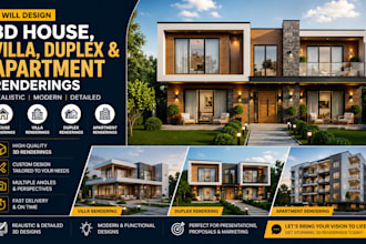 design 3d house, villa, duplex and apartment renderings