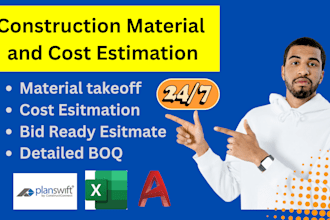 do material takeoff services ,boq and cost estimation for construction projects