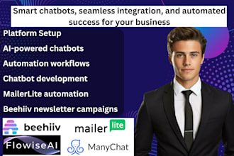 ai chatbot in flowise, manychat with mailerlite and beehiiv integration
