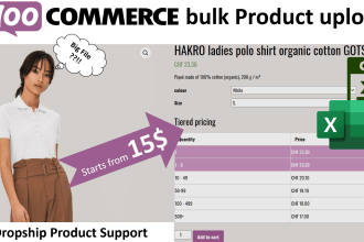import bulk woocommerce products from CSV excel or any file