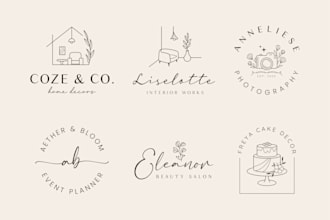 create hand drawn feminine boho botanical minimalist logo