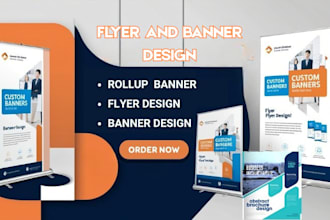 design event flyers, rollup banner, poster design and business promotion banner