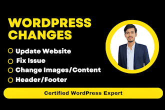 fix wordpress bugs, website changes, edit,update,customize elementor divi help