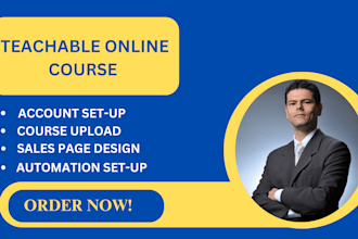 design teachable online course website, thinkific, kajabi website