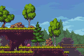 draw pixel art tileset, assets, props, icons, nature or scenery for your game