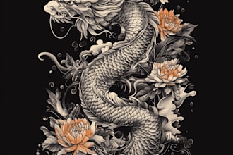 design professional japanese, asian style tattoo design