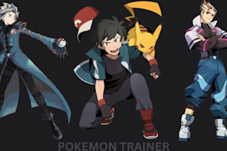 design pokemon trainer, fakemon character, pokemon card, tcg game, pokemon art