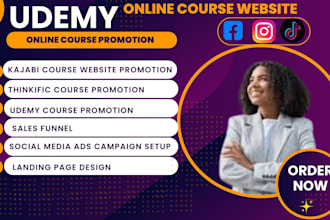promote udemy thinkific or kajabi online course website