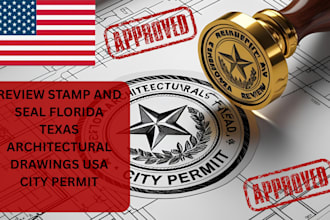 review stamp and seal florida texas architectural drawings USA city permit