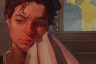create digital illustration in realistic stylized style