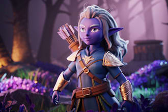design 3d modular elf character, nsfw model, ue5 rig, game asset