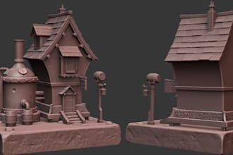 setup fantasy rpg miniature house, 3d print,medieval village scene,dungeon stl
